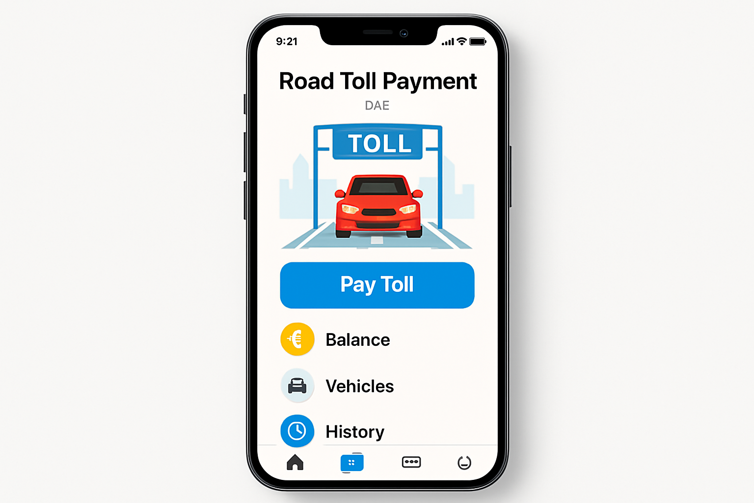 User-friendly mobile app for road toll payments in the UAE